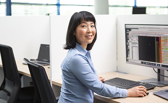 woman working sitting desk