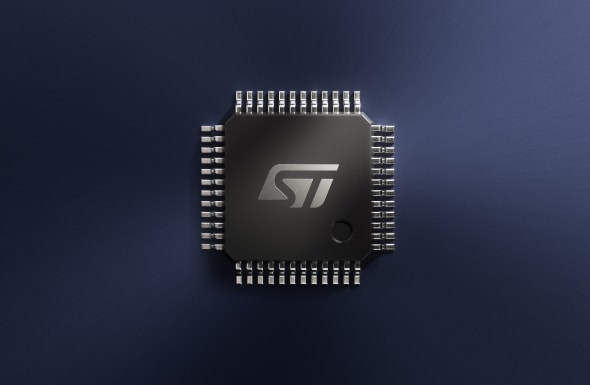 close shot of an STmicroelectronics chip